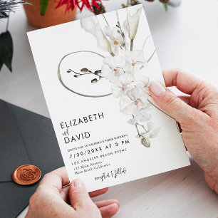 Invitation Simple minimaliste Orchidée florale Élégant mariag