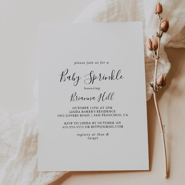 Invitation Simple minimaliste saupoudrage bébé (Créateur téléchargé)