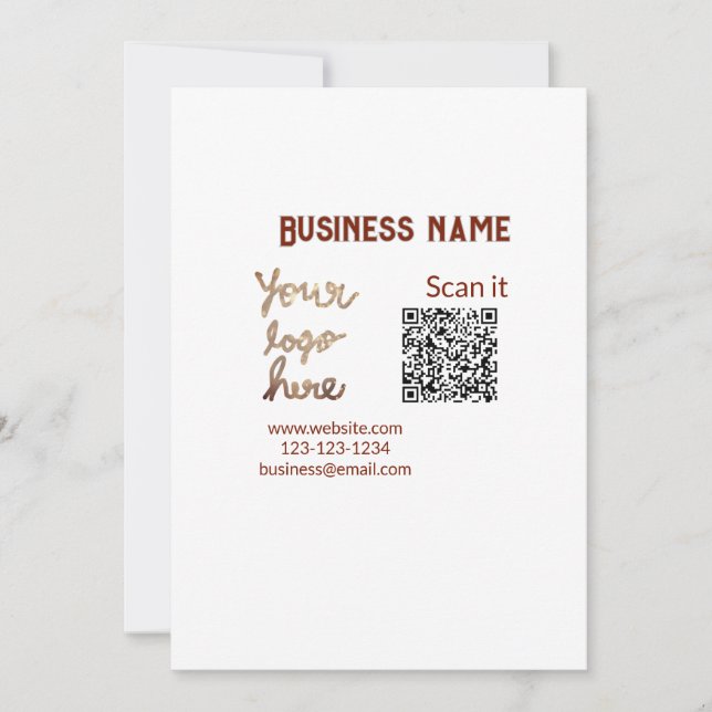 Invitation Simple minimum q r code ajouter logo code d'analys (Devant)