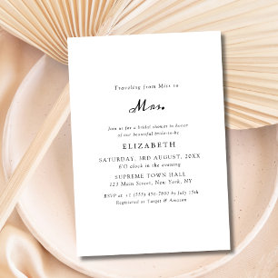 Invitation Simple Miss noir et blanc à Mme Fête des mariées