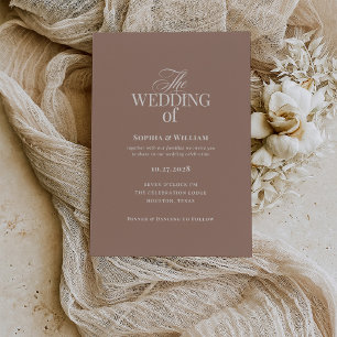 Invitation Simple Mocha Taupe   Luxe Mariage Neutre