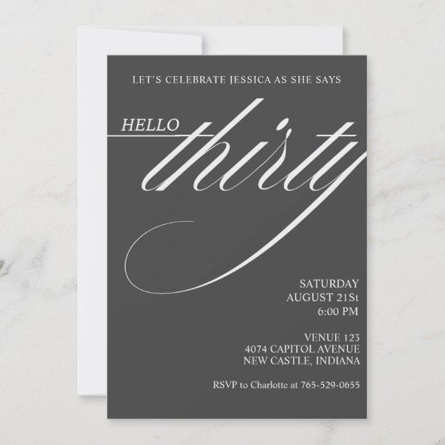 Invitation Simple Modern 30th Birthday (Devant)