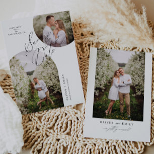 Invitation Simple Modern Arch Circle Photo Enregistrer la dat