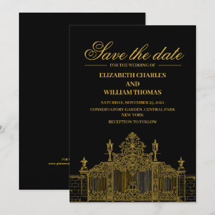 Invitation Simple Modern Black & Gold Enregistrer La Date