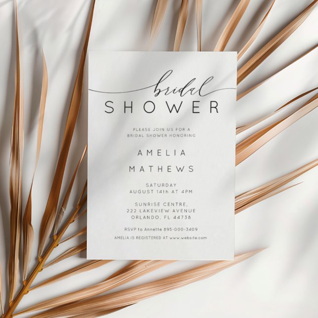 Invitation Simple Modern Black & White Bridal Shower (Créateur téléchargé)