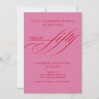 Invitation Simple Modern Caligraphy Fifty 50th Birthday Party