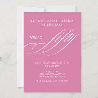 Invitation Simple Modern Caligraphy Fifty 50th Birthday Party