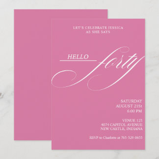 Invitation Simple Modern Caligraphy Forty 40th Birthday Party
