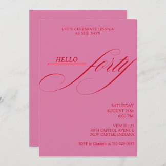 Invitation Simple Modern Caligraphy Forty 40th Birthday Party