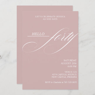 Invitation Simple Modern Caligraphy Forty 40th Birthday Party