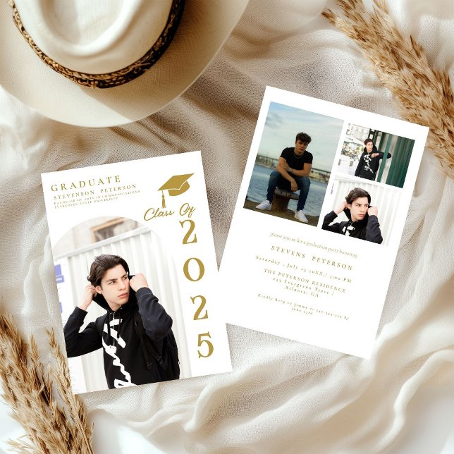 Invitation Simple Modern Calligraphy Photo Graduation Invitat (Créateur téléchargé)