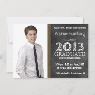 Invitation Simple Modern Chalk and Chalkboard - Grad photo