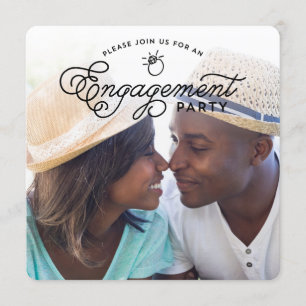 Invitation Simple Modern Engagement Party Carré photo complet