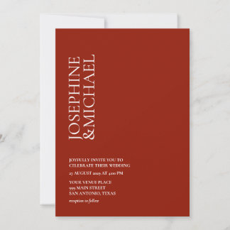 Invitation Simple Modern First Name Warm Red