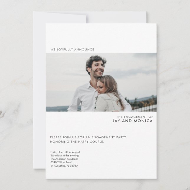 Invitation Simple Modern Photo Engagement (Devant)