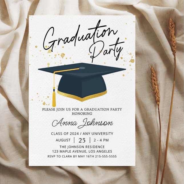 Invitation Simple Modern Script College Graduation Party (Créateur téléchargé)