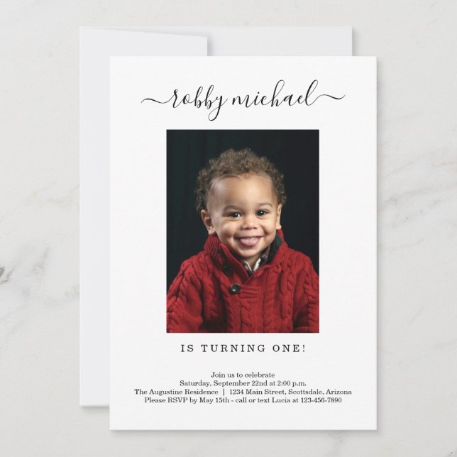 Invitation simple moderne 1er anniversaire (Devant)