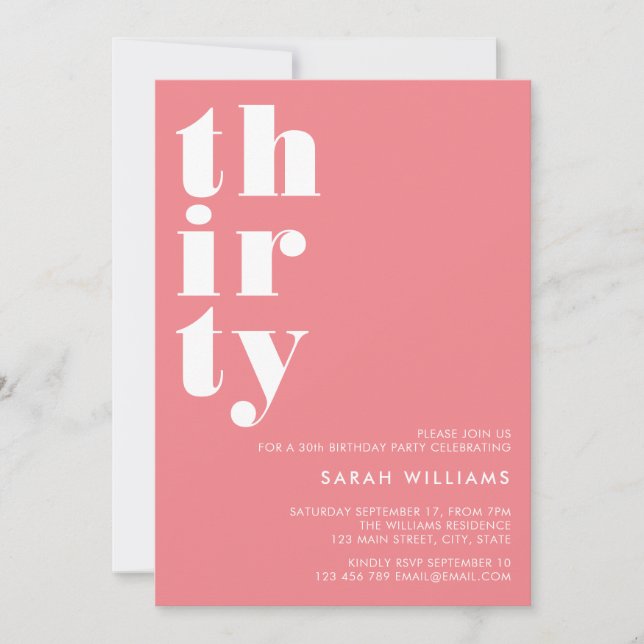 Invitation Simple moderne 30e anniversaire (Devant)