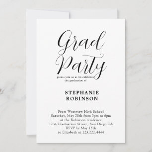 Invitation Simple Moderne Calligraphie Parti de Graduation