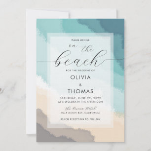 Invitation Simple Moderne Calligraphie Plage côtière Mariage