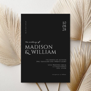 Invitation Simple moderne chic Mariage noir et blanc