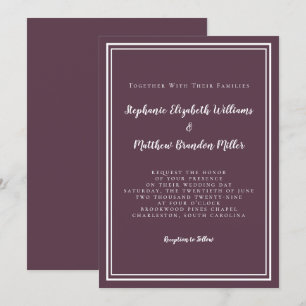 Invitation Simple Moderne Chic Plum Plum Mariage Minimaliste