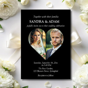 Invitation simple Moderne Coeur élégant Photo mariage chic