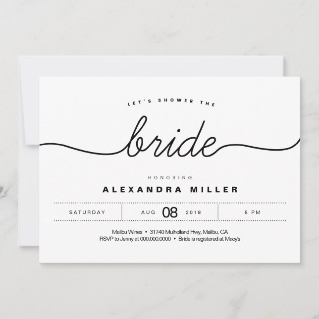 Invitation simple moderne de douche nuptiale (Devant)