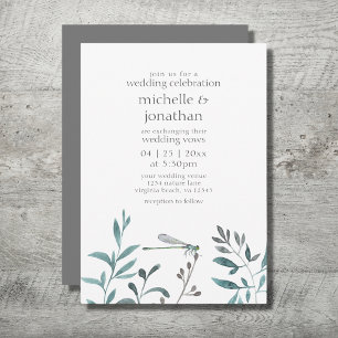 Invitation Simple moderne Dragonfly Garden Mariage de verdure
