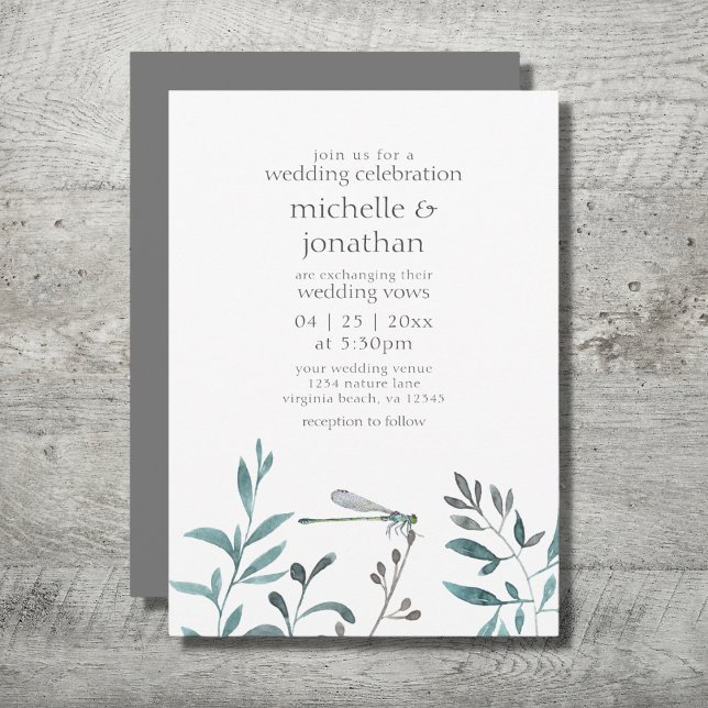 Invitation Simple moderne Dragonfly Garden Mariage de verdure (Créateur téléchargé)
