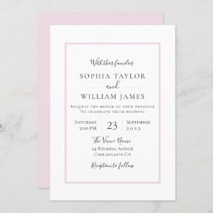 Invitation Simple moderne Elegant Bleu Mariage frontière