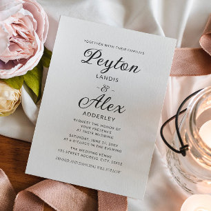 Invitation Simple Moderne Élégant Crème Mariée Marié Mariage