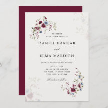 Simple moderne élégant Mariage floral Boho Bourgog