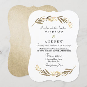 Invitation Simple moderne Elegant Mariage Gold Leaf
