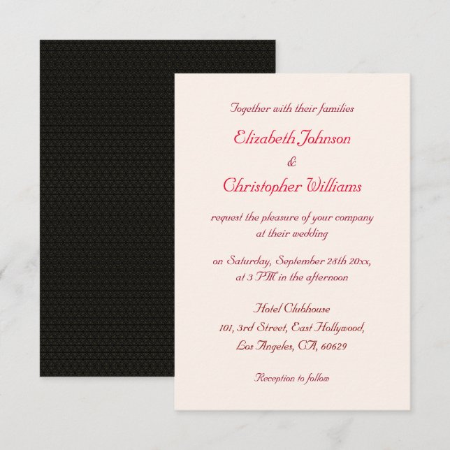 Invitation Simple Moderne Élégant Personnalisé Mariage Invita (Devant / Derrière)