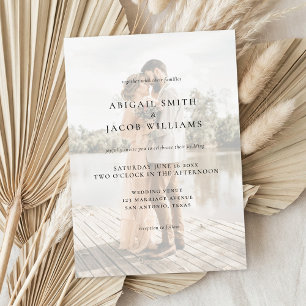 Invitation Simple Moderne Élégant Photo Mariage