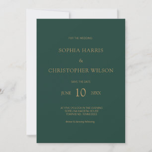 Invitation Simple moderne et élégant Emerald Green Gold Maria