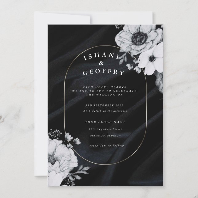 Invitation Simple, moderne et minimaliste | Mariage noir (Devant)