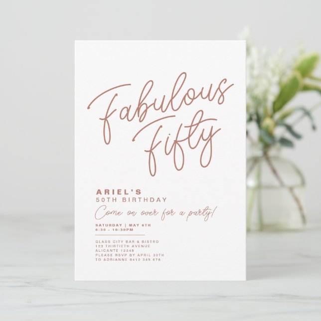 Invitation Simple moderne Fabulous Cinquante Anniversaire Inv (Debout devant)