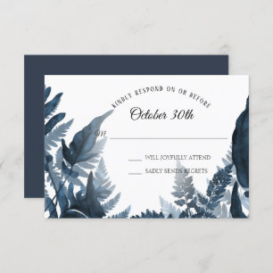 Invitation Simple Moderne Ferme Forêt Bleu et Blanc RSVP