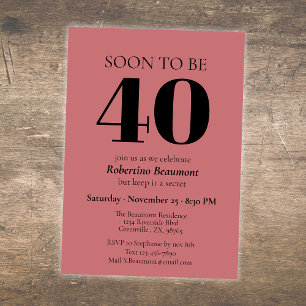 Invitation Simple Moderne Fête Surprise 40e Anniversaire