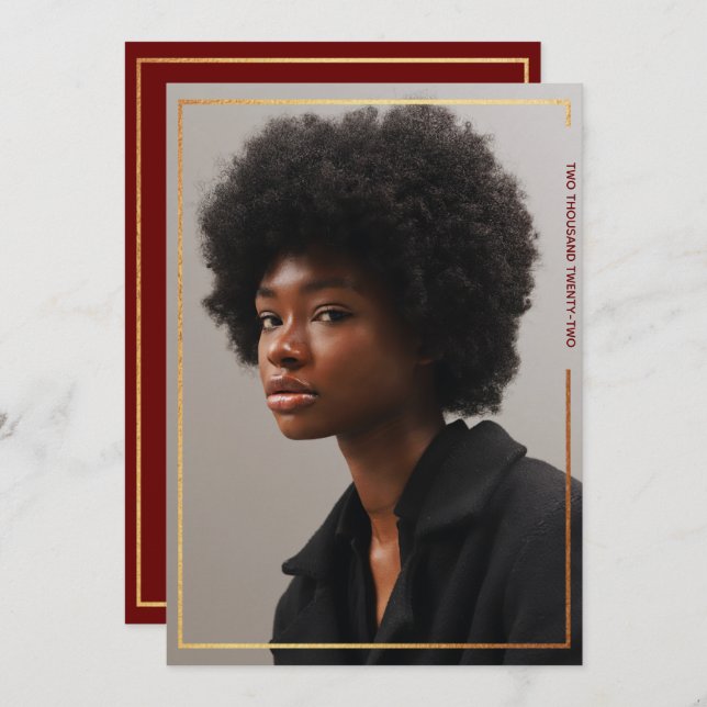 Invitation simple moderne Gold Border Graduation (Devant / Derrière)