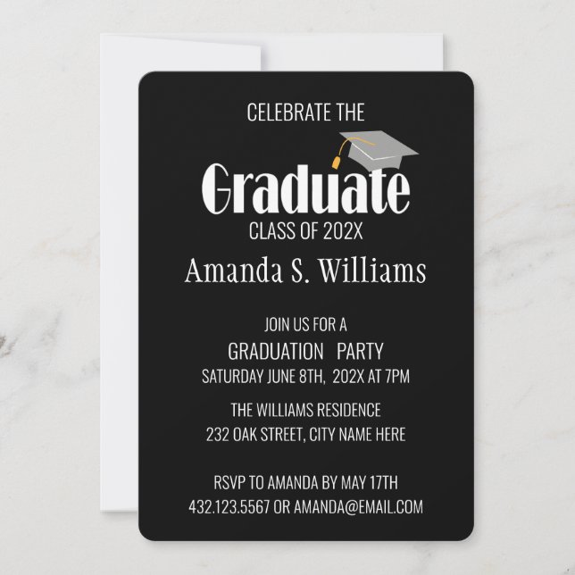 Invitation Simple Moderne Graduation Party (Devant)