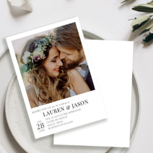 Invitation Simple moderne Mariage photo noir et blanc