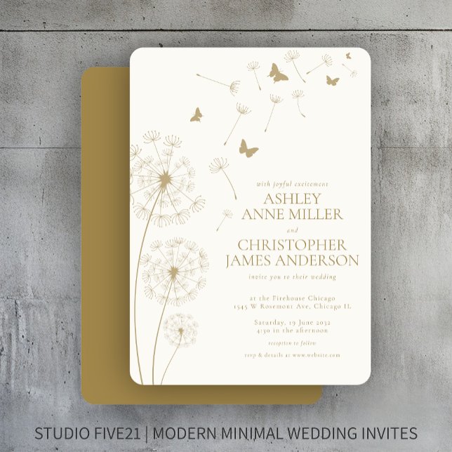 Invitation Simple Moderne Mariage Tournesol en Or (Créateur téléchargé)