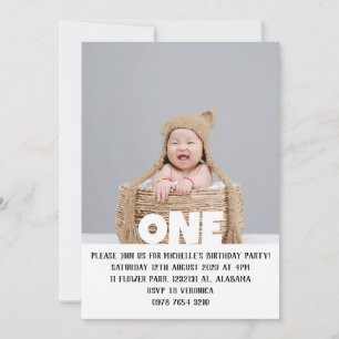 Invitation Simple moderne mignonne première photo bébé annive
