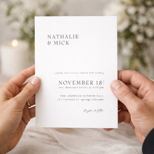 Invitation Simple Moderne Minimaliste Mariage Monochrome