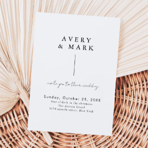Invitation Simple moderne minimaliste Mariage noir et blanc