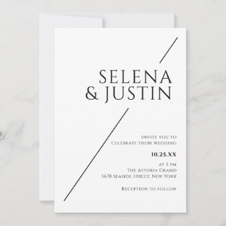 Invitation Simple Moderne Minimaliste Mariage Noir Et Blanc