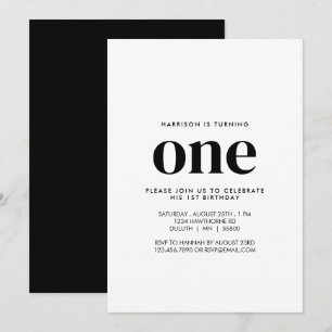 Invitation Simple Moderne Minimaliste Premier Anniversaire Un
